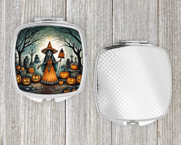 La Llorona Skeleton Spooky Halloween Compact Mirror For Cheap - Image 4