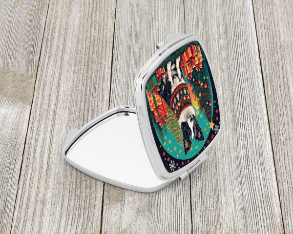 Border Collie Christmas Compact Mirror For Sale - Image 2