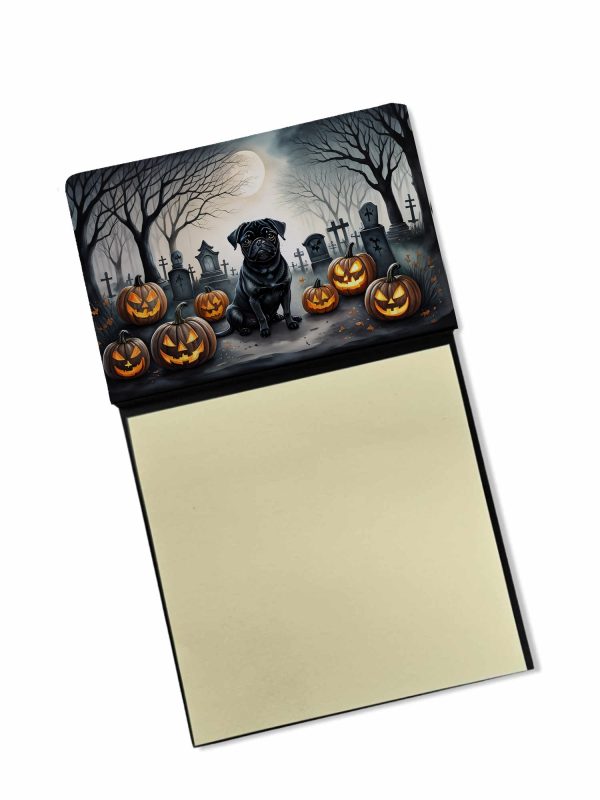Black Pug Spooky Halloween Sticky Note Holder Supply