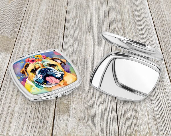 English Bulldog Hippie Dawg Compact Mirror Online now - Image 3