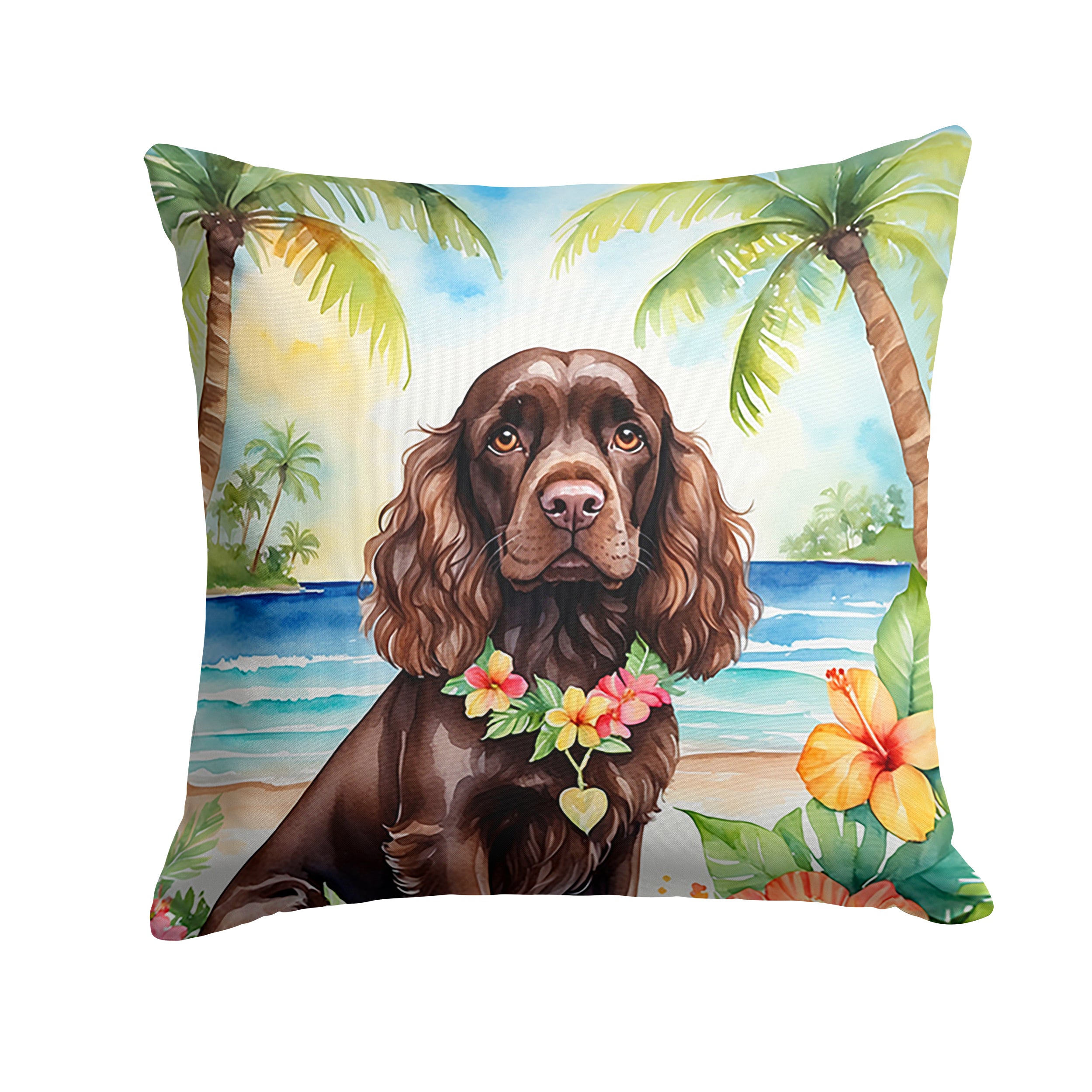 Cocker Spaniel Luau Throw Pillow Discount