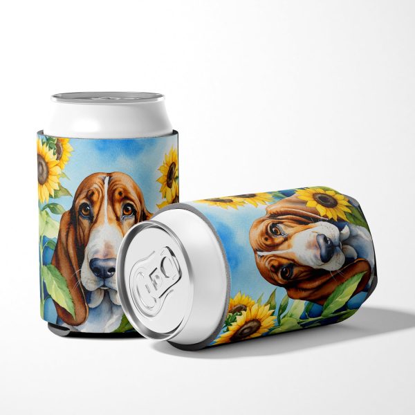 Basset Hound in Sunflowers Can or Bottle Hugger Discount - Image 5