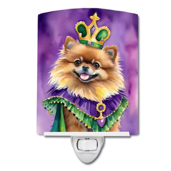 Pomeranian King of Mardi Gras Ceramic Night Light on Sale