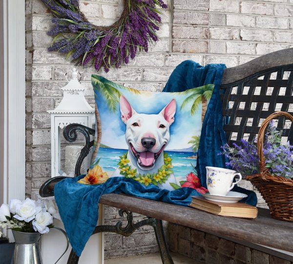 Bull Terrier Luau Throw Pillow For Sale - Image 4
