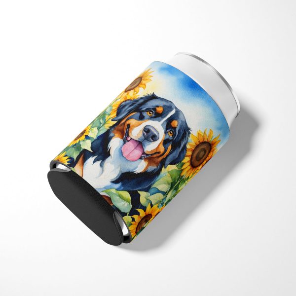 Bernese Mountain Dog in Sunflowers Can or Bottle Hugger For Cheap - Image 3