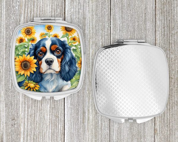 Cavalier Spaniel in Sunflowers Compact Mirror on Sale - Image 4