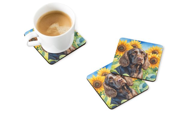 Boykin Spaniel in Sunflowers Foam Coasters Supply - Image 2