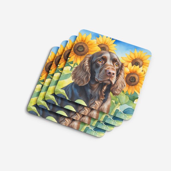 Boykin Spaniel in Sunflowers Foam Coasters Supply - Image 4