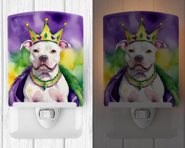 Pit Bull Terrier King of Mardi Gras Ceramic Night Light Online Sale - Image 2