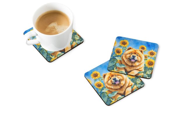 Chow Chow in Sunflowers Foam Coasters Online now - Image 2