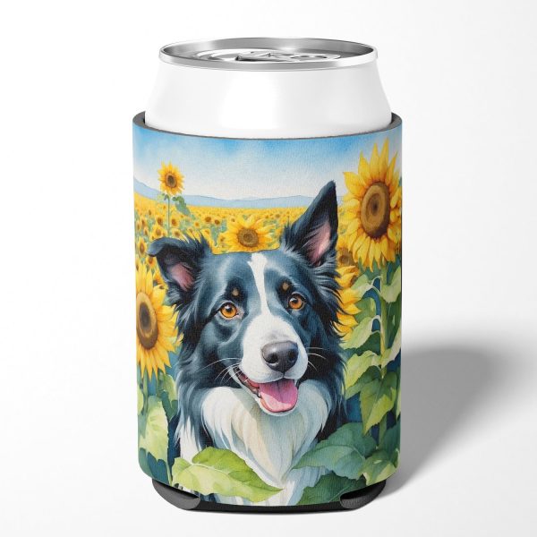 Border Collie in Sunflowers Can or Bottle Hugger For Discount - Image 2