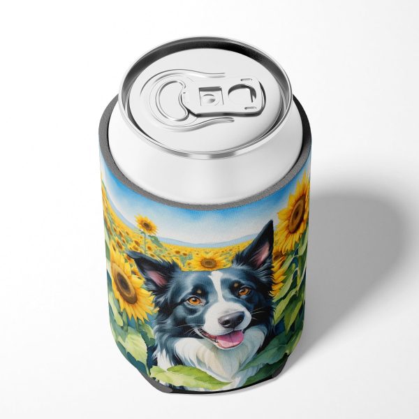 Border Collie in Sunflowers Can or Bottle Hugger For Discount - Image 4