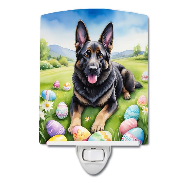 Black German Shepherd Easter Egg Hunt Ceramic Night Light on Sale