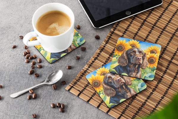 Boykin Spaniel in Sunflowers Foam Coasters Supply - Image 3