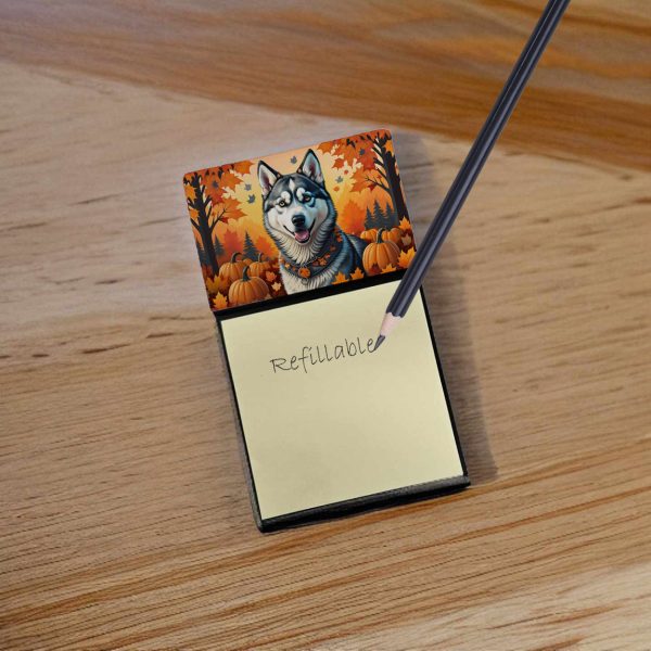 Siberian Husky Fall Sticky Note Holder Online now - Image 2