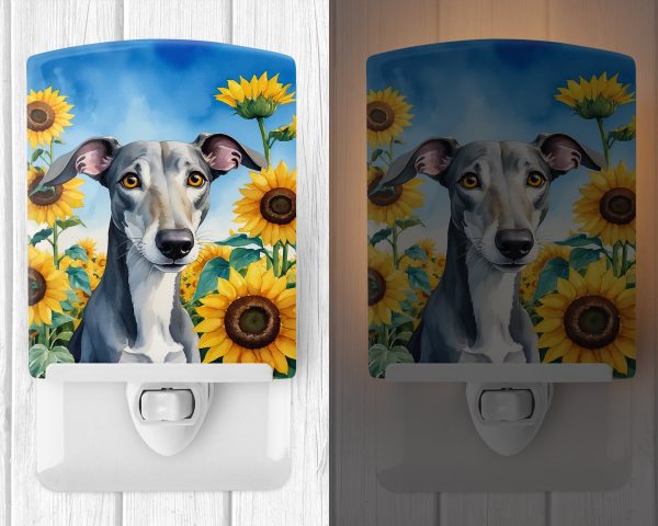 Greyhound in Sunflowers Ceramic Night Light Online Sale - Image 2
