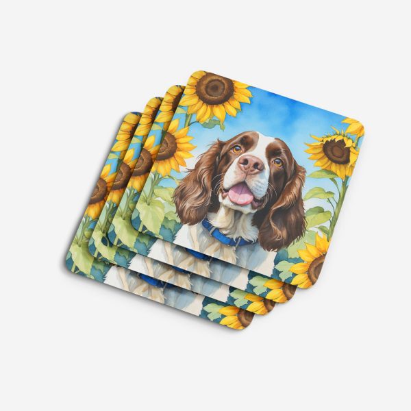 English Springer Spaniel in Sunflowers Foam Coasters For Discount - Image 4