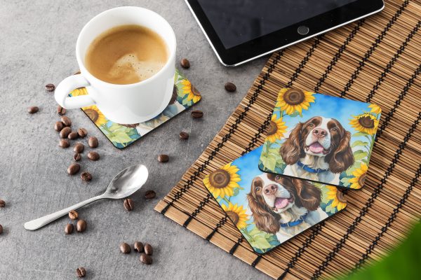 English Springer Spaniel in Sunflowers Foam Coasters For Discount - Image 3
