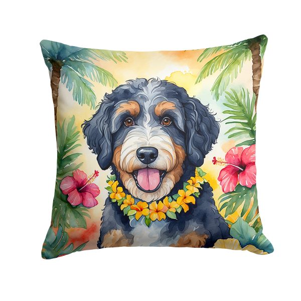 Bernedoodle Luau Throw Pillow Cheap