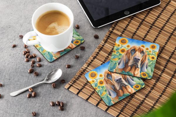 Bloodhound in Sunflowers Foam Coasters For Discount - Image 3