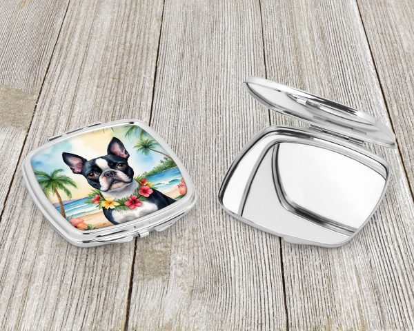 Boston Terrier Luau Compact Mirror For Cheap - Image 3