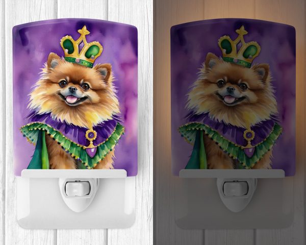 Pomeranian King of Mardi Gras Ceramic Night Light on Sale - Image 2