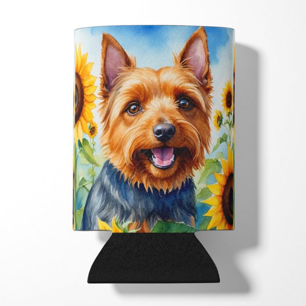 Australian Terrier in Sunflowers Can or Bottle Hugger For Cheap