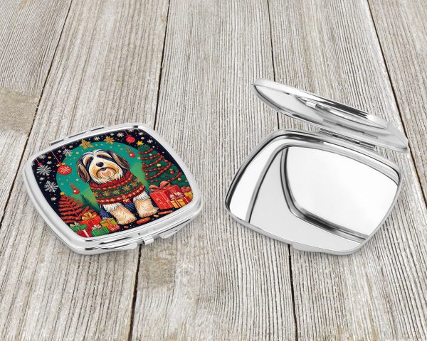 Bearded Collie Christmas Compact Mirror Online Sale - Image 3