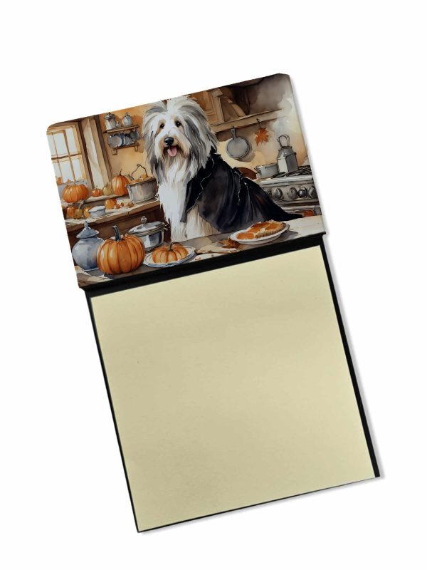Bearded Collie Fall Kitchen Pumpkins Sticky Note Holder on Sale