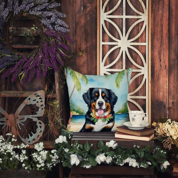 Bernese Mountain Dog Luau Throw Pillow Online now - Image 5