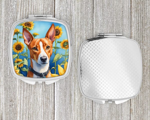 Basenji in Sunflowers Compact Mirror Hot on Sale - Image 4