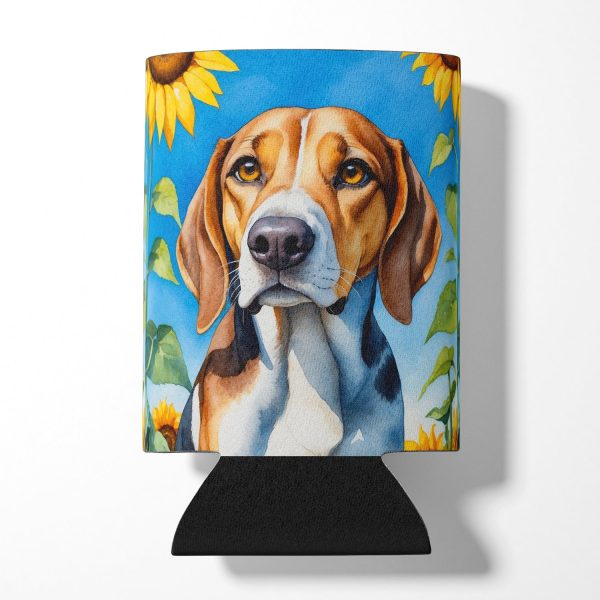 American Foxhound in Sunflowers Can or Bottle Hugger Fashion