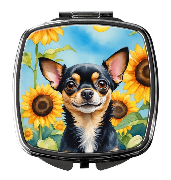 Chihuahua in Sunflowers Compact Mirror For Sale