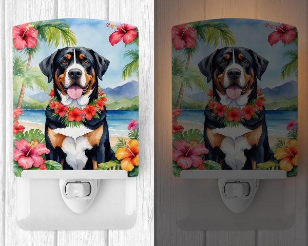 Greater Swiss Mountain Dog Luau Ceramic Night Light Online now - Image 2