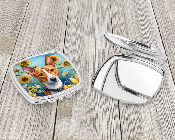 Basenji in Sunflowers Compact Mirror Hot on Sale - Image 3
