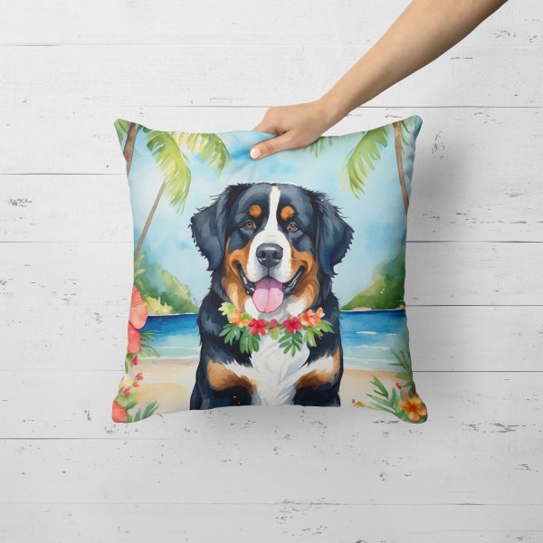 Bernese Mountain Dog Luau Throw Pillow Online now - Image 2