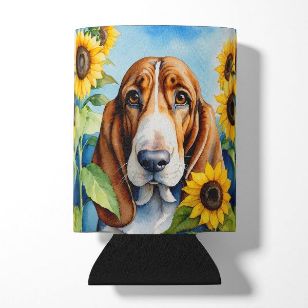 Basset Hound in Sunflowers Can or Bottle Hugger Discount