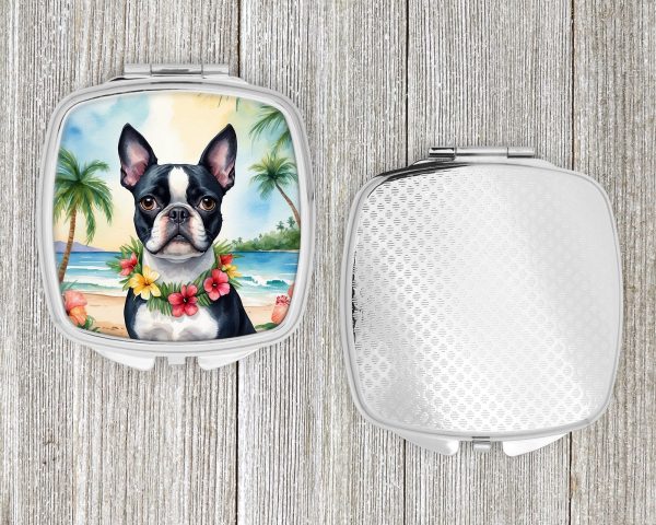 Boston Terrier Luau Compact Mirror For Cheap - Image 4