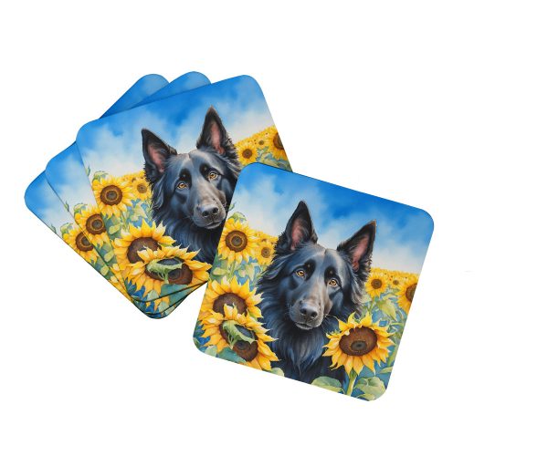 Belgian Sheepdog in Sunflowers Foam Coasters Hot on Sale