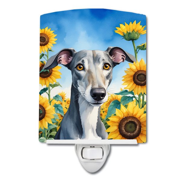 Greyhound in Sunflowers Ceramic Night Light Online Sale