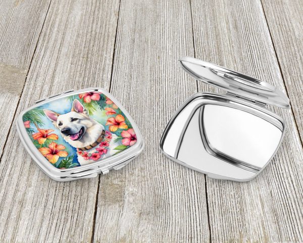 White German Shepherd Luau Compact Mirror Online - Image 3