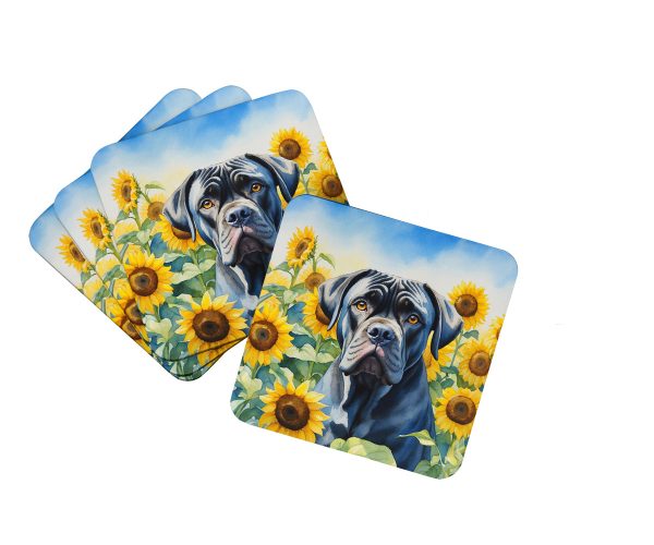 Cane Corso in Sunflowers Foam Coasters Fashion