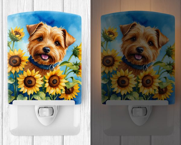 Norfolk Terrier in Sunflowers Ceramic Night Light Supply - Image 2
