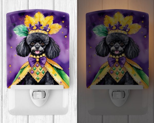 Black Poodle King of Mardi Gras Ceramic Night Light For Discount - Image 2
