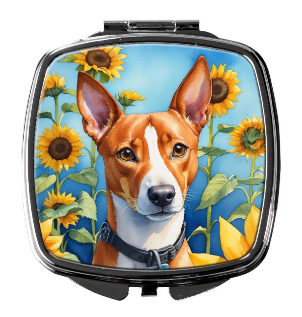 Basenji in Sunflowers Compact Mirror Hot on Sale