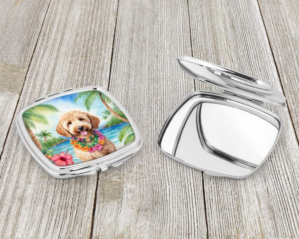 Goldendoodle Luau Compact Mirror For Sale - Image 3