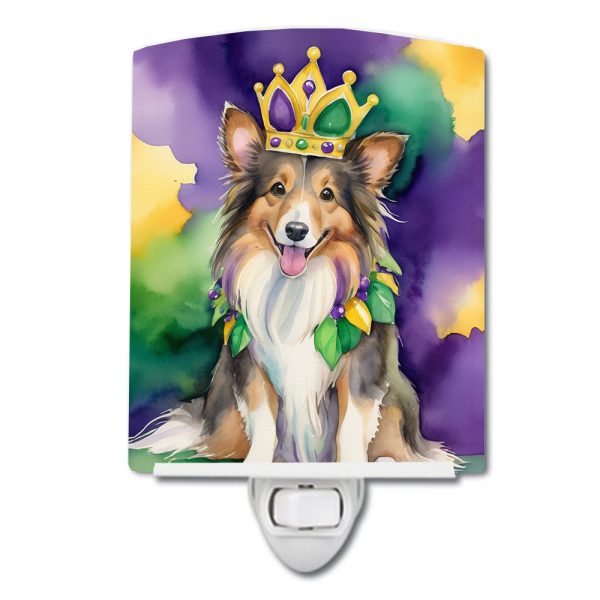 Sheltie King of Mardi Gras Ceramic Night Light on Sale