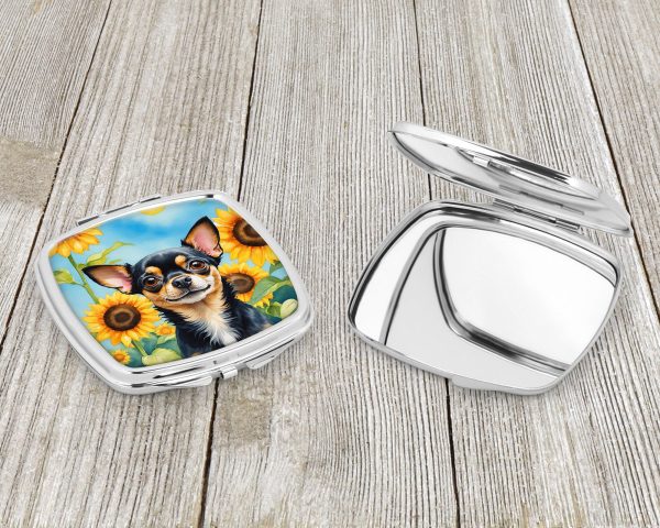 Chihuahua in Sunflowers Compact Mirror For Sale - Image 3