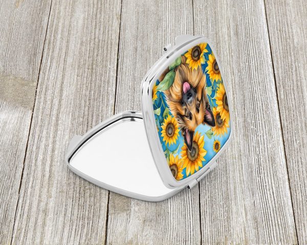 Belgian Tervuren in Sunflowers Compact Mirror For Cheap - Image 2