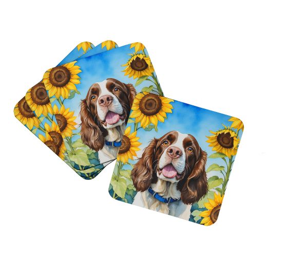 English Springer Spaniel in Sunflowers Foam Coasters For Discount